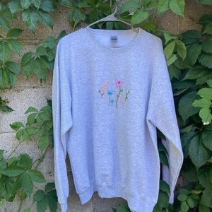 Hand embroidered crewneck sweatshirt